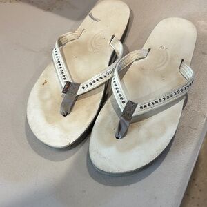 Rainbow Flip-Flops with Rhinestone Accent